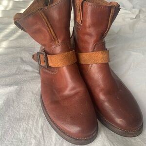 Frye Women’s Brown Leather harness Boots 8